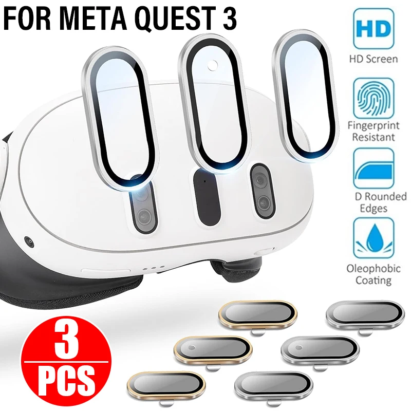 For Meta Quest 3 Front Lens Metal Frame Tempered Glass For Meta Quest 3 HD Full Cover Anti Fingerprint Lens Protector Films