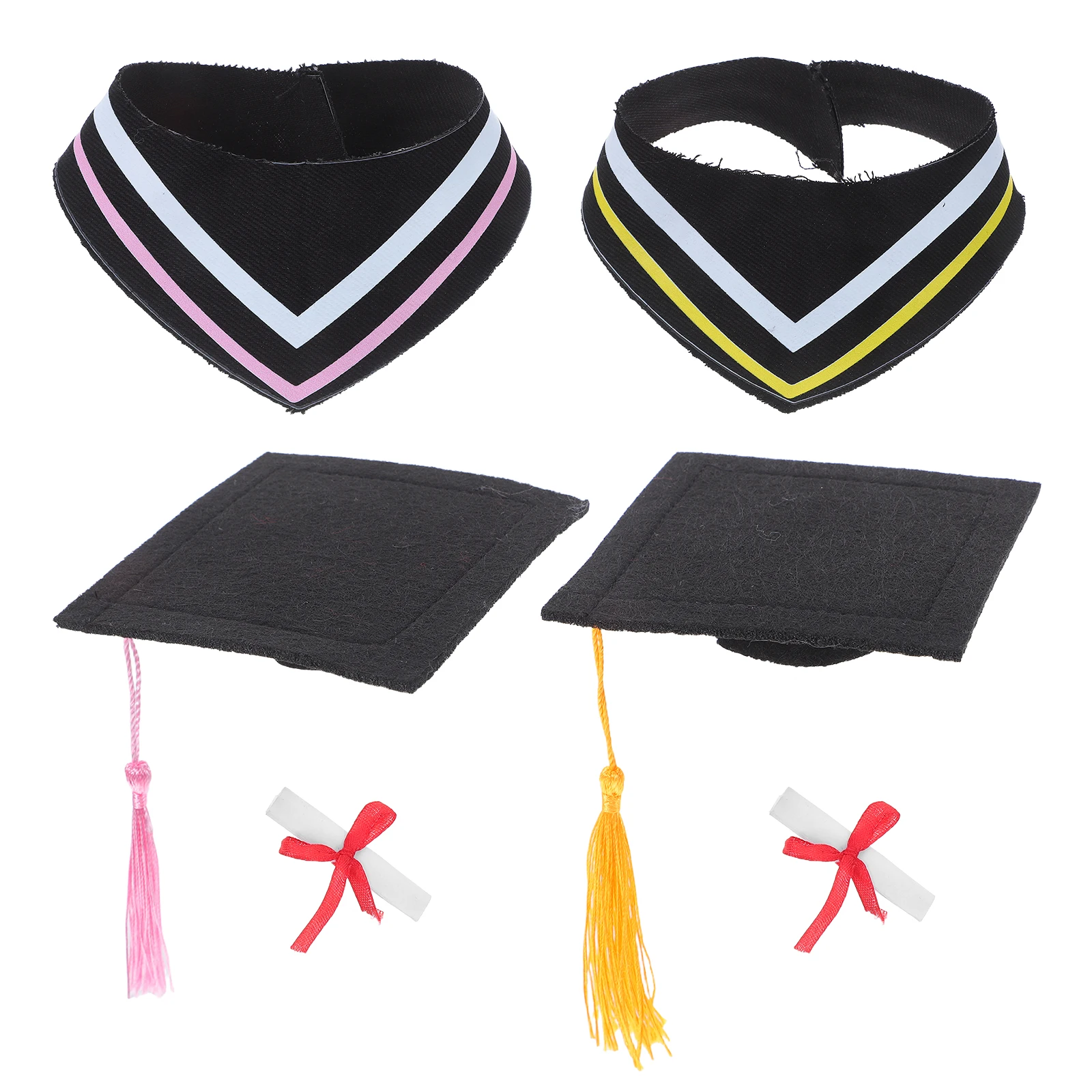 

2 Sets Graduation Bear Costume Collar Cap Outfit Replacement Clothes Accessories for 30Cm Stuffed Animals Graduation Party