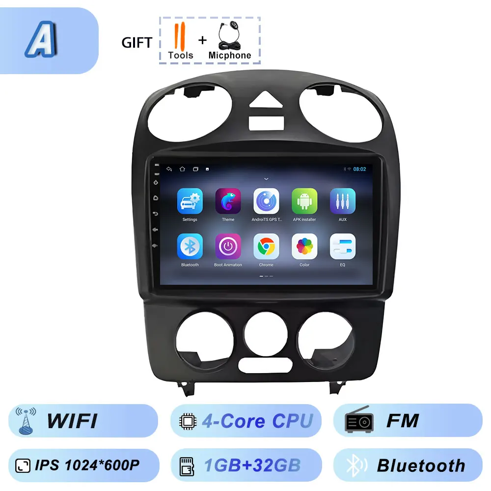 Carplay Auto Android Srereo Android 15 voor VW Volkswagen Kever 2000-2012 Auto Video Radio Multimedia GPS Navigatie Speler DVD - afbeelding 1