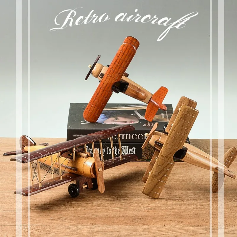 Retro-Flugzeugmodell aus Holz – kreative Heim-Desktop-Dekoration, Ornamente, kreatives Kunsthandwerk, Heim-Desktop-Dekoration, Kinderspielzeug, Geschenke