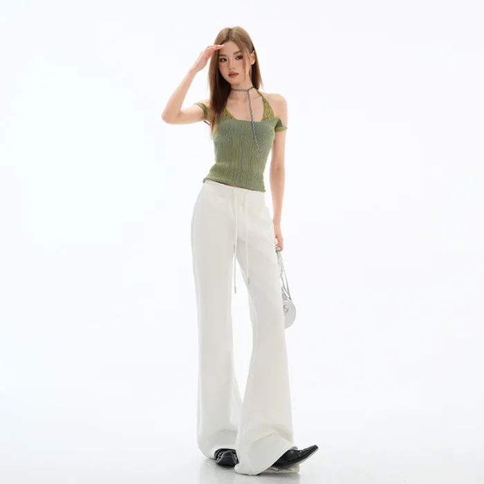 25 نمط جديد كسول ونقي ومتعدد الاستخدامات لرفع الخصر فضفاض يتحرك على الأرض بنطال رياضي غير رسمي متوهج للنساء