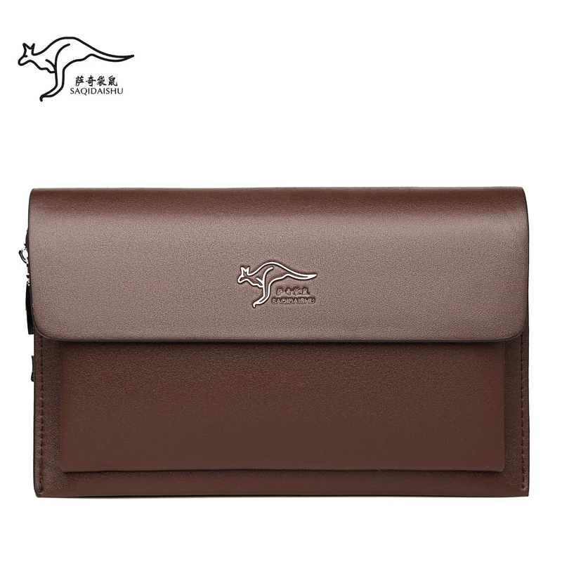 

Men's Large Capacity Code Lock Handbag PU Leather Business Bag with Zipper Long Wallet Black Brown Casual Phonebag for Men