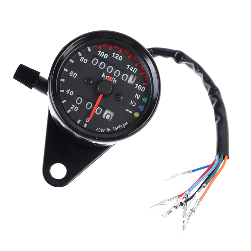 Universal Black Motorcycle Dual Speedometer Odometer 12V Moto with LED Indicator