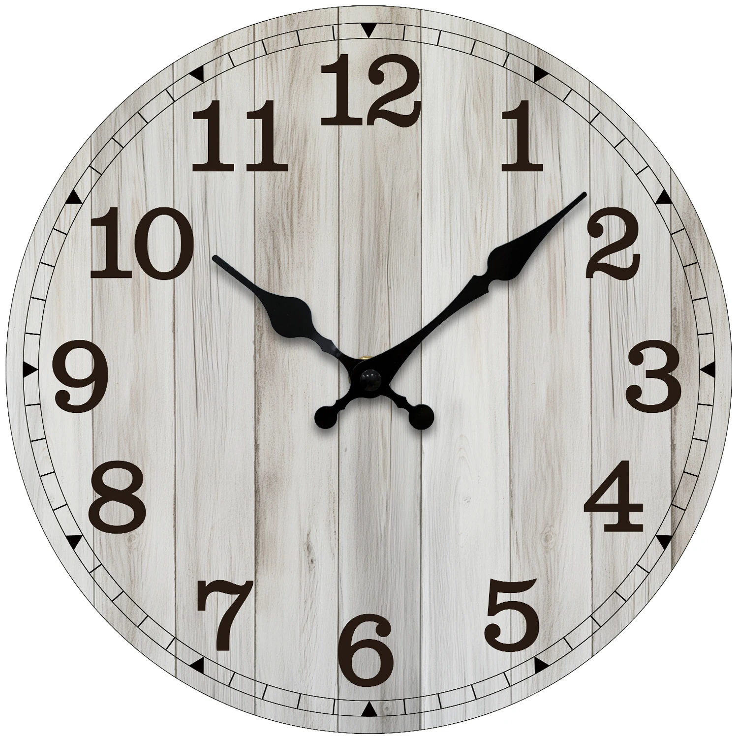 

Retro Gray Wooden Wall Clock Black Metal Hands Rustic Farmhouse Decor For Living Room Bedroom Loudspeaker Mute Clock