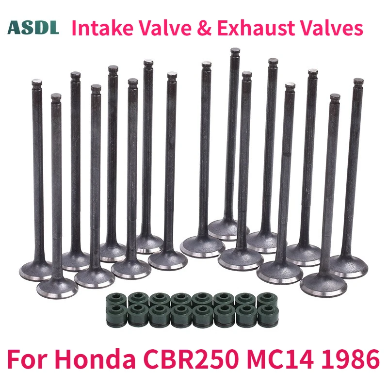 

For Honda CBR250 MC14 1986 Motorcycle Intake Valve & Exhaust Valves Set CBR 250 Four Intake Exhaust Valves Set Valve Stem Seals