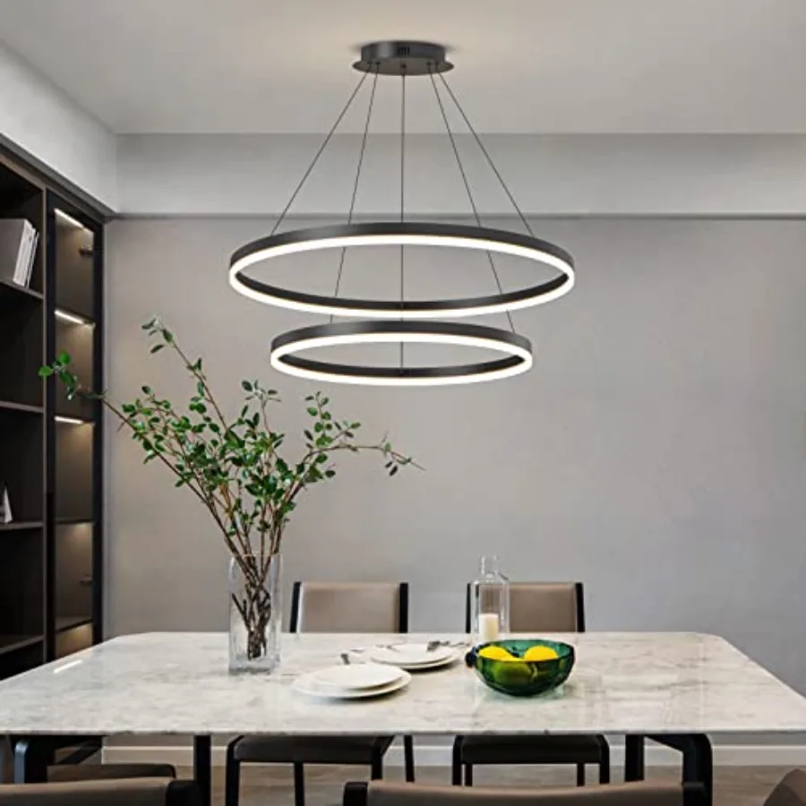 

Современная потолочная люстра из акрила с защитой от мерцания, подвесной светильник с пультом ДУ, регулировкой яркости и 3 цветовыми режимами