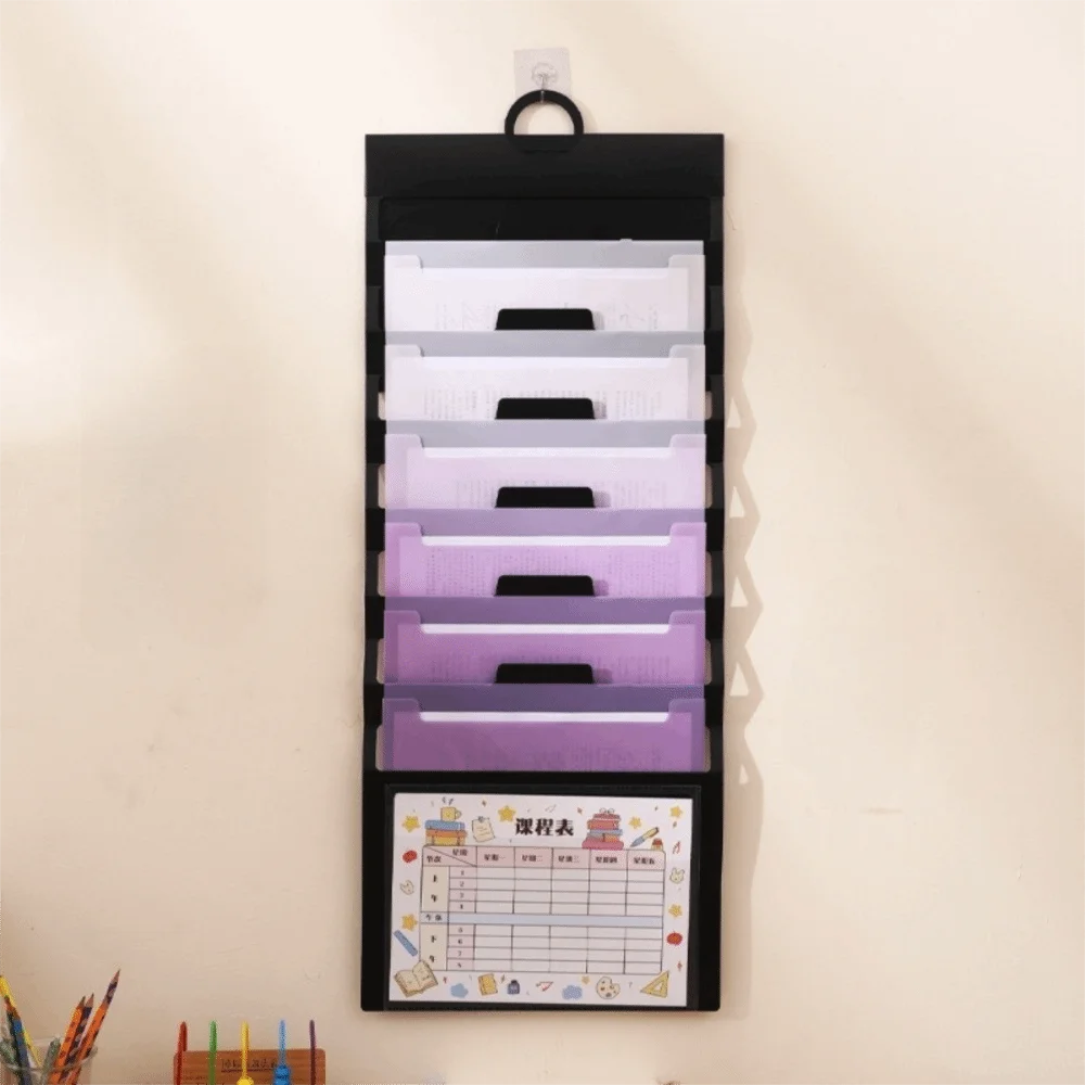 Carpetas de archivos colgantes con 6 bolsillos, montadas en la pared, gran capacidad, bolsillos acordeón expandibles, bolsa de almacenamiento de archivos multicolor para oficina