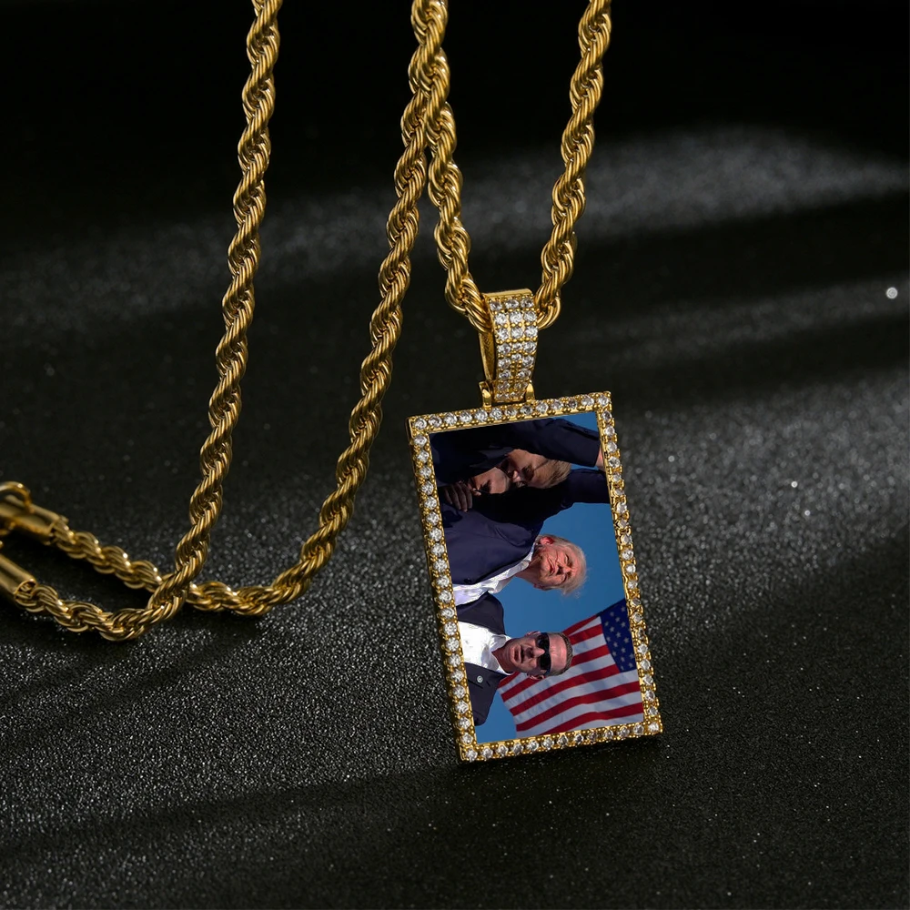 Custom Fight Donald Trump Picture Necklace Pendant Personalized Baby Kids Family Friends Photo Picture Memory Jewelry Gifts