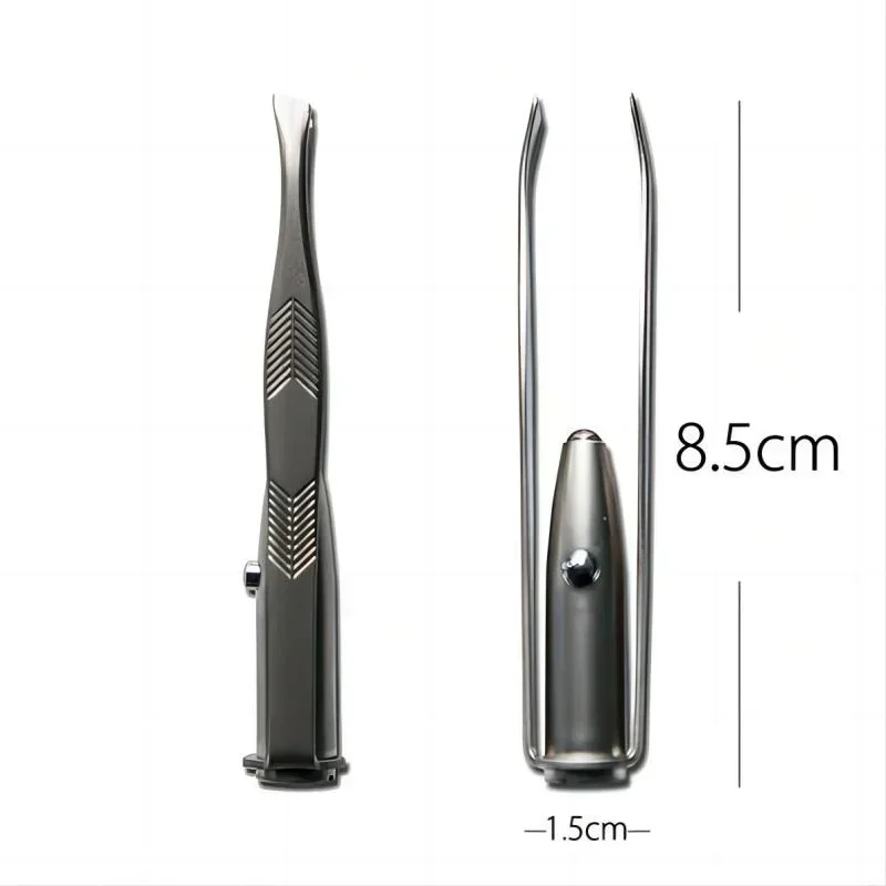 1pc Portable Stainless Steel Smart Design Eyebrow Hair Remove Tweezer With LED Light Makeup Tool