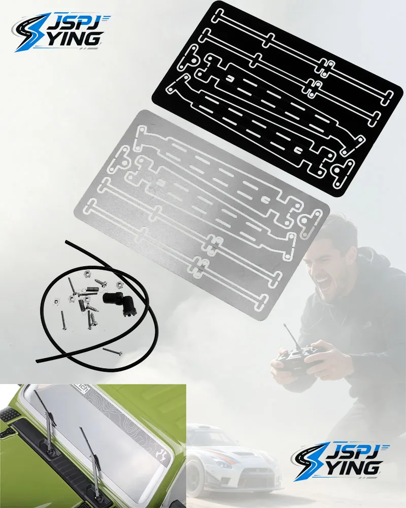 Realistic Movable‑Arm Metal Windshield Wiper, Body Shell Decoration DIY Accessories for 1/6 Axial SCX6 Jeep Wrangler RC Crawler