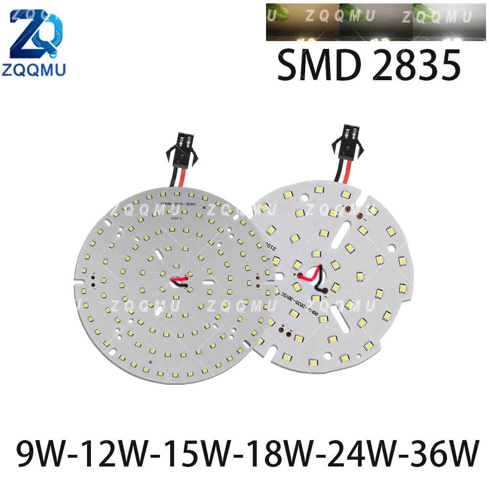 LED Round Panel Light SMD2835 Chip Module 9W 12W 15W 18W 24W 36W Ceiling Downlight PCB Driver Replacement Living Room Indoor