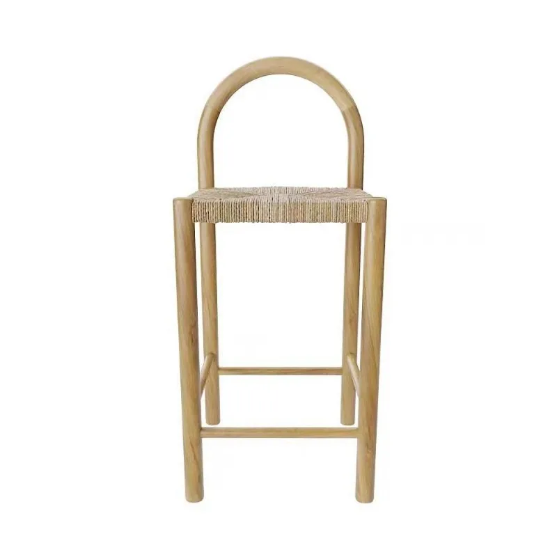 

Medieval style designer rattan solid wood bar chair simple island dining chair home high stool surprise wind rattan chair