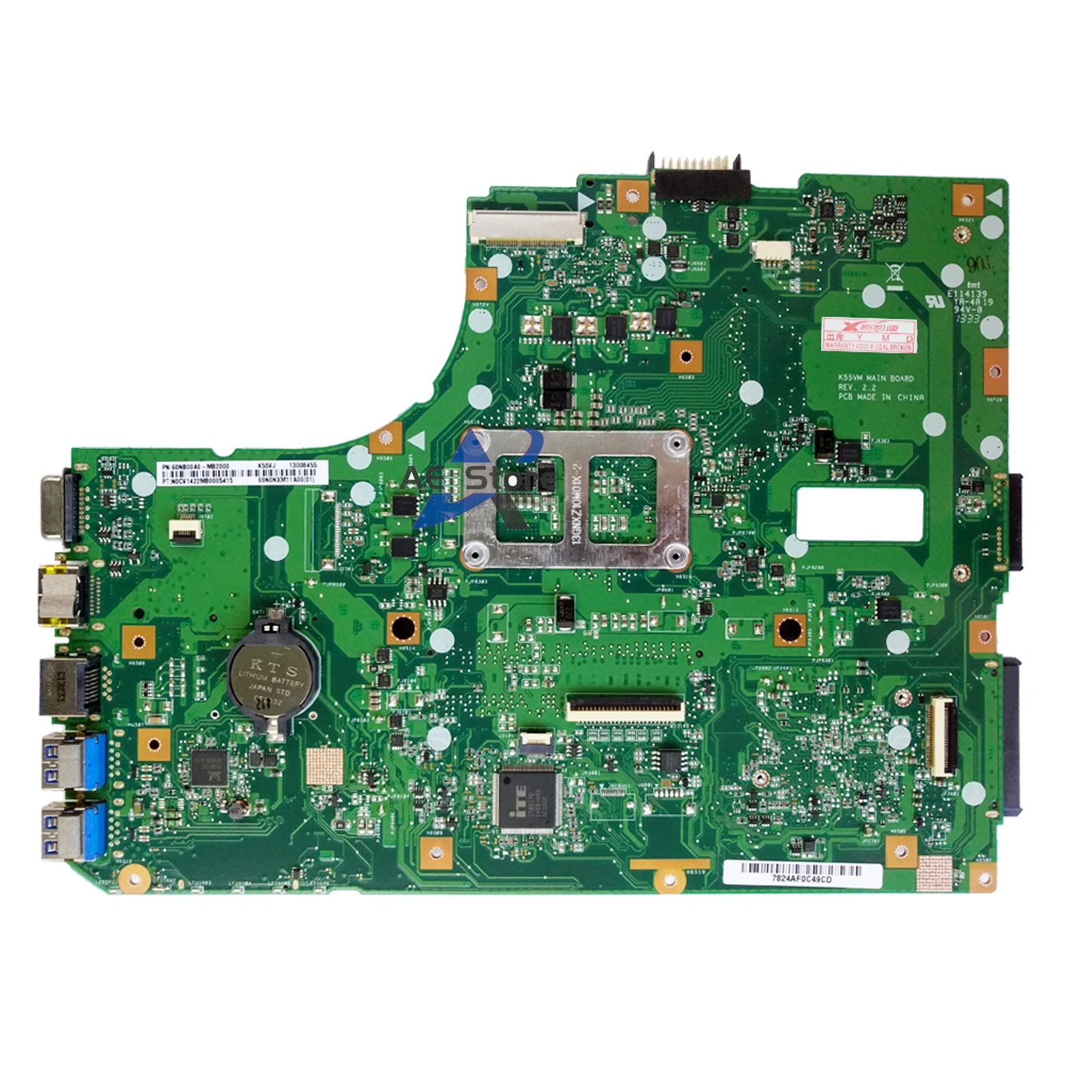 Placa base de portátil K55VM para ASUS K55VM, K55VJ, K55V, R500V, placa base de portátil REV: 2,0/2,1/2,2/2,3, placa principal, prueba OK