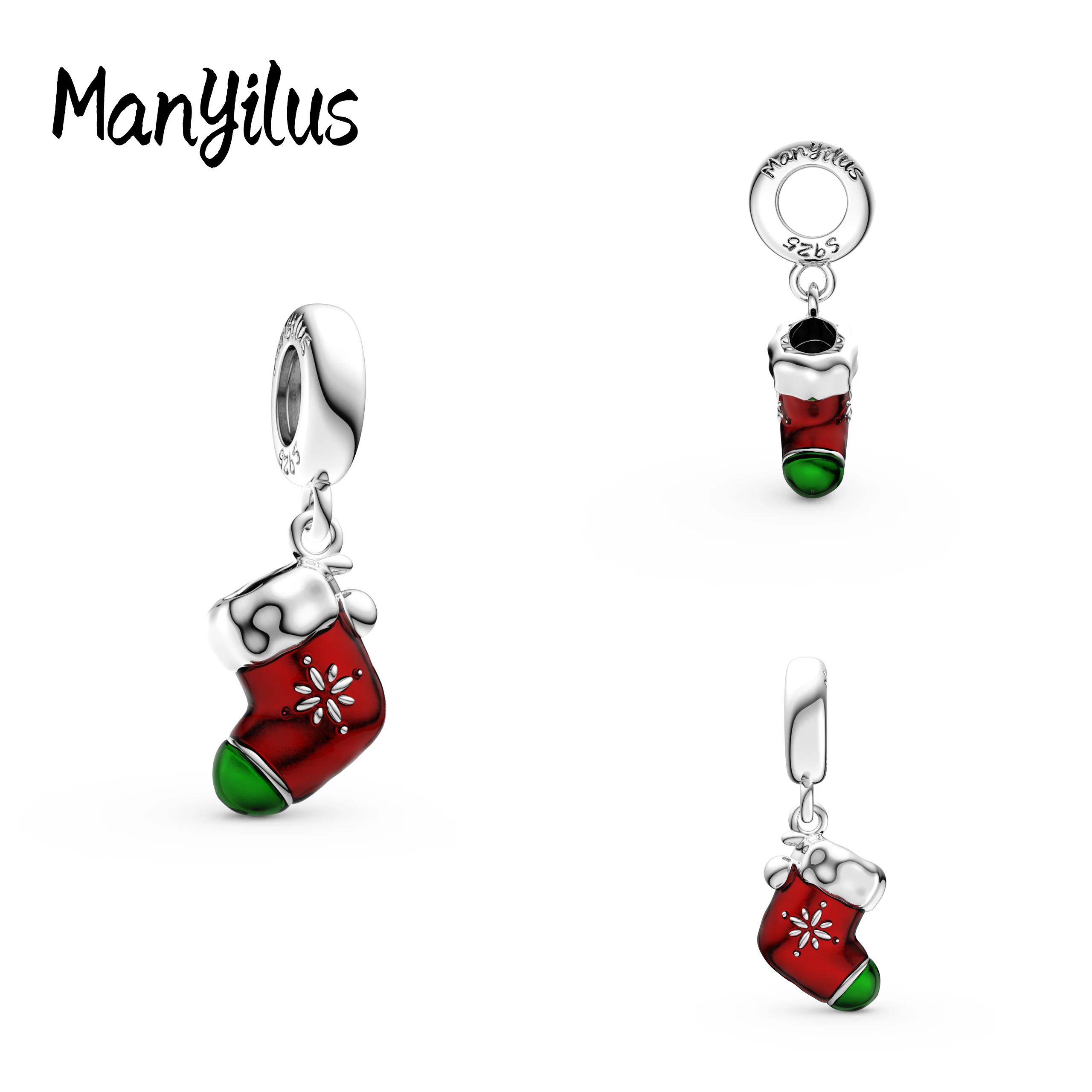 

Manyilus Hot Sale Christmas Socks Charms S925 Sterling Silver Trinkets Beads For Original Bracelet Charm 925 Diy Jewelry Gift