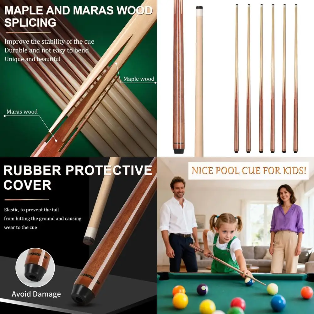 

Набор киев для бассейна из 6 предметов: длина 36–57 градусов, наконечники 13 мм, клен и морское дерево, идеально подходит для взрослых, детей, начинающих, компактных бильярдных столов