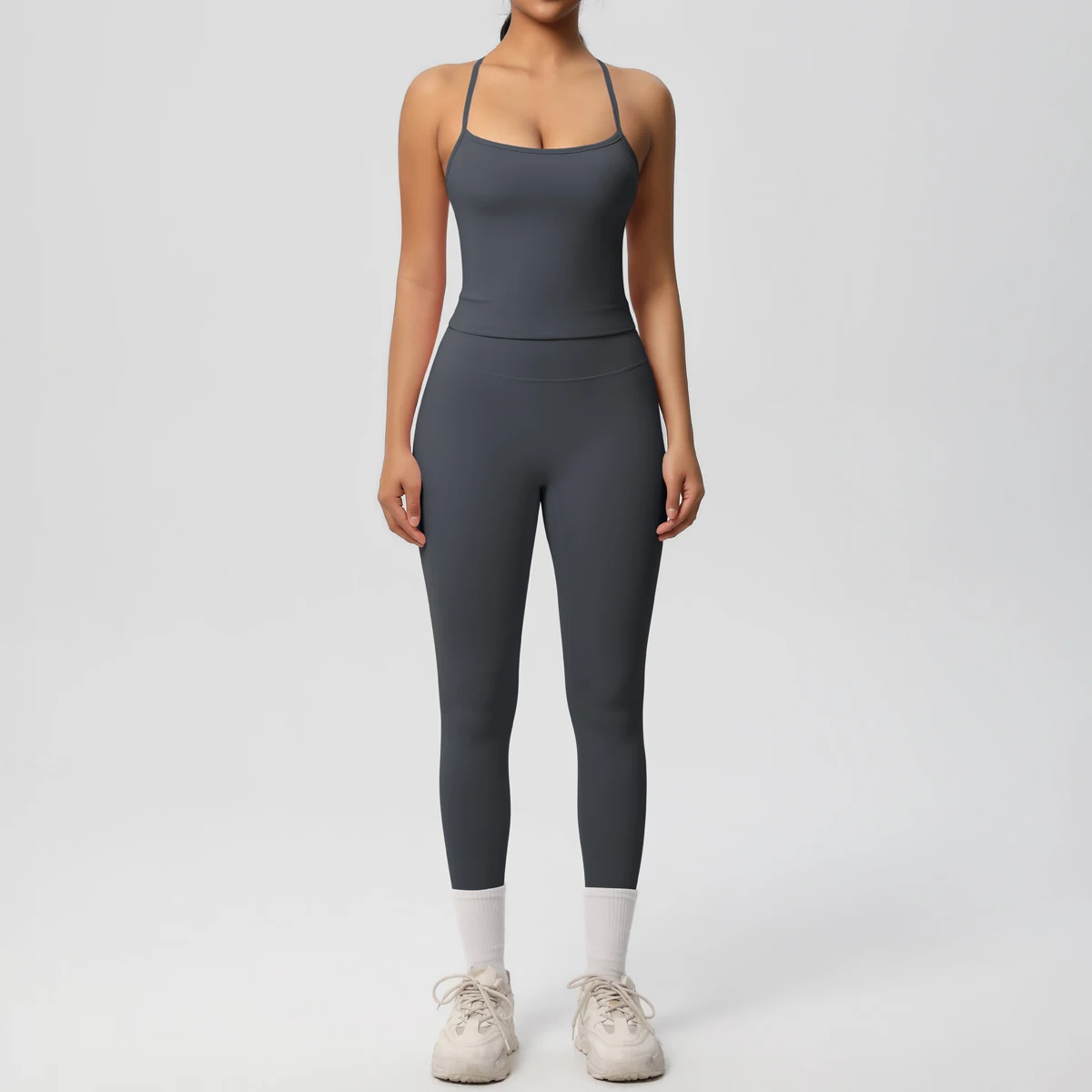 Halter Yoga Top Set Fitness Gym Anzug Training Ärmellose Sport Gym Tops Crossover Zurück Sport Unterwäsche Bauch-steuer Abnehmen – Detail 25