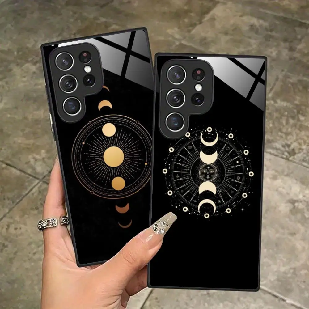 Sun Moon Phone Case for Samsung Galaxy S26 S25 S24 S23 S22 S21 S20 Note20 Plus FE Ultra Glass Protective Cover