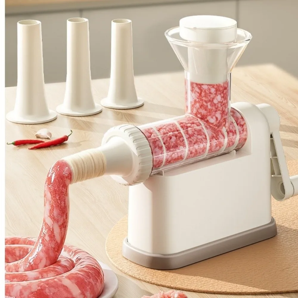 

Manual Operation Sausage Making Tool with 3 Filling Nozzles Large Capacity Manual Meat Stuffer Stuffing Pipe Homemade Design