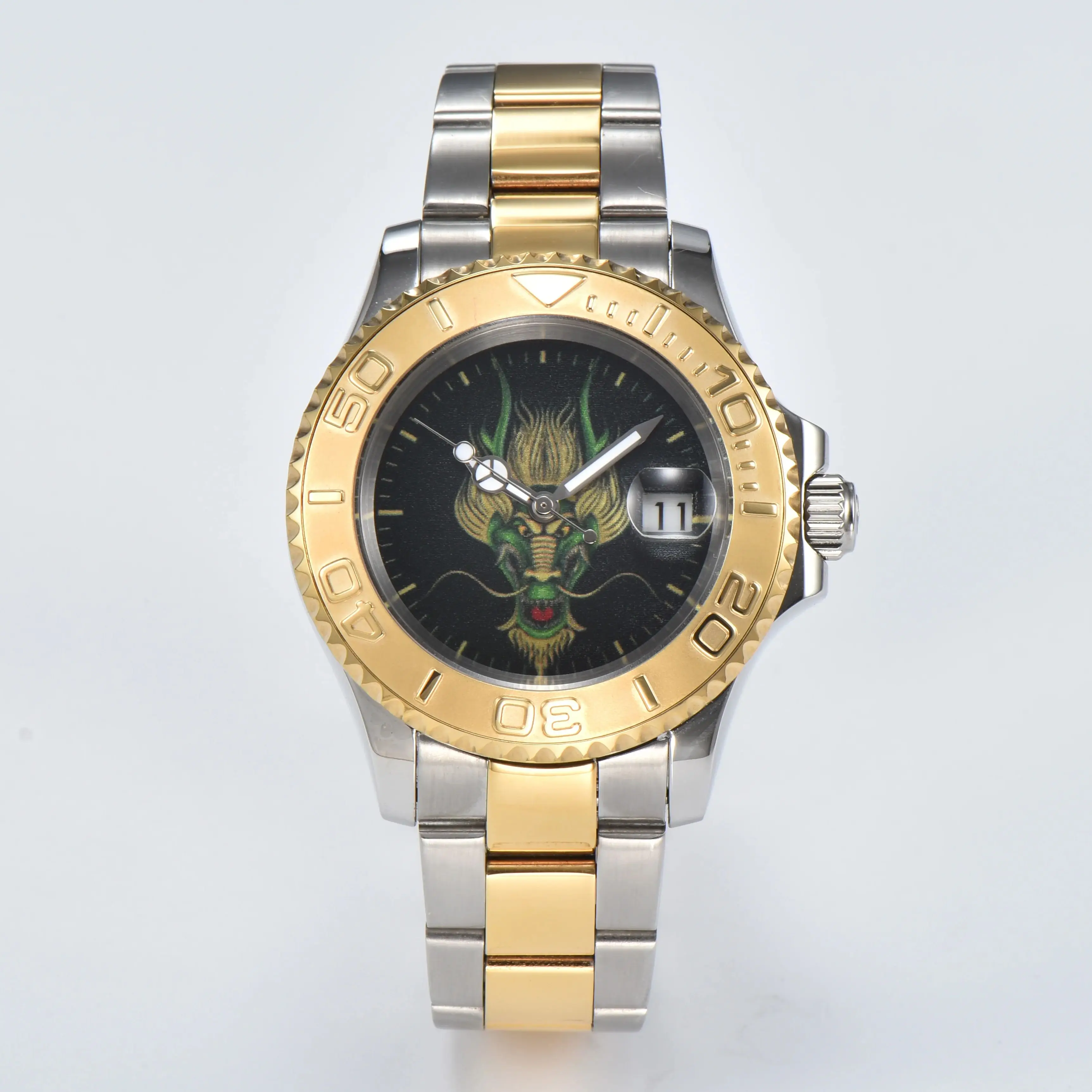 

New Parnis 40mm Gragon Dial Automatic Mechanical Men Watches Miyota 8215 Sapphire Crystal Calendar Watch For Men reloj hombre