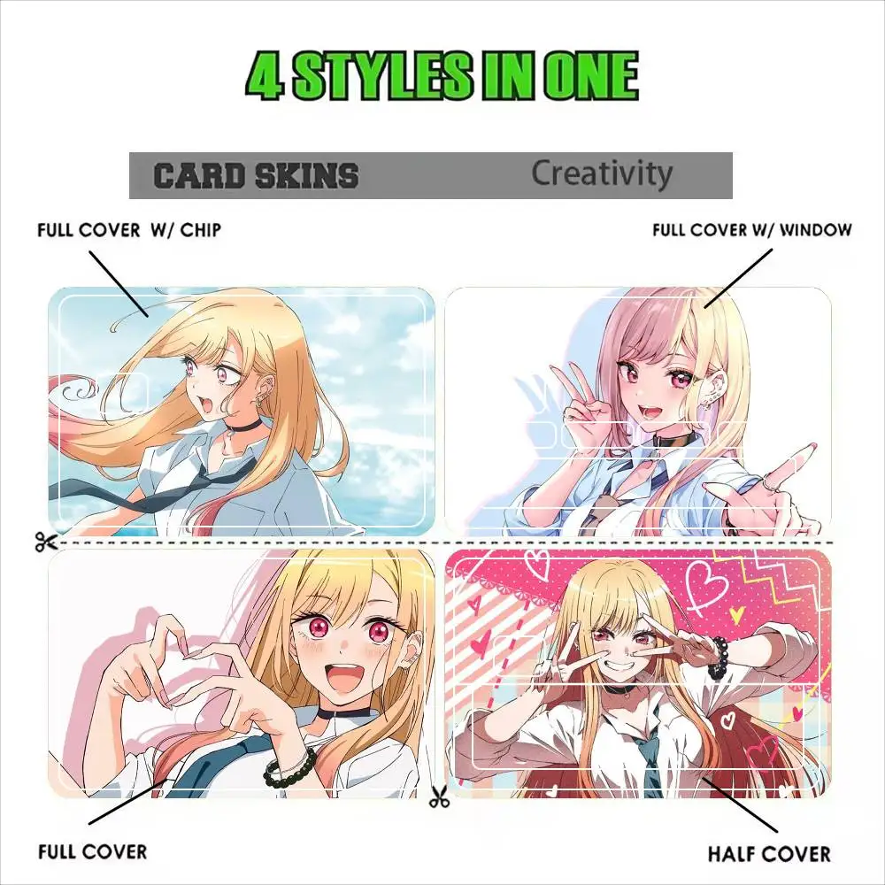 My Dress-Up Darling Marin Kitagawa  Sticker Film Tape Skin for Credit Card Debit Card Waterproof Stickers Cartoon