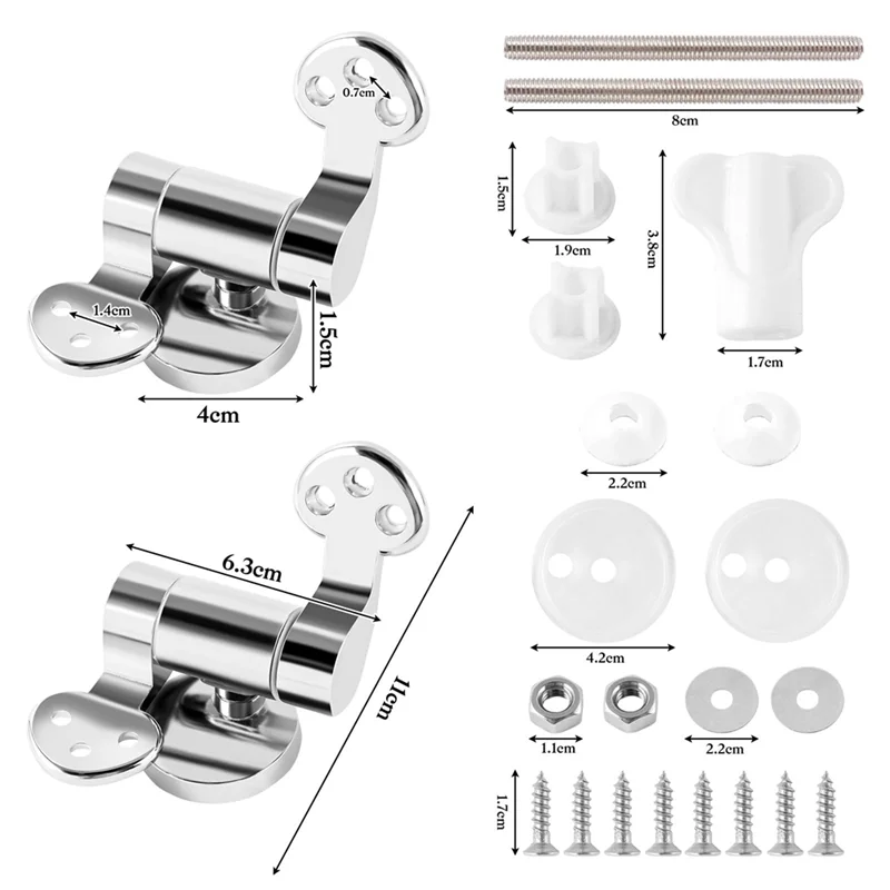 AB41-chadiça do assento do vaso sanitário 1 par de dobradiças de aço inoxidável de substituição para todas as tampas do assento do vaso sanitário macio perto acessórios do assento do vaso sanitário