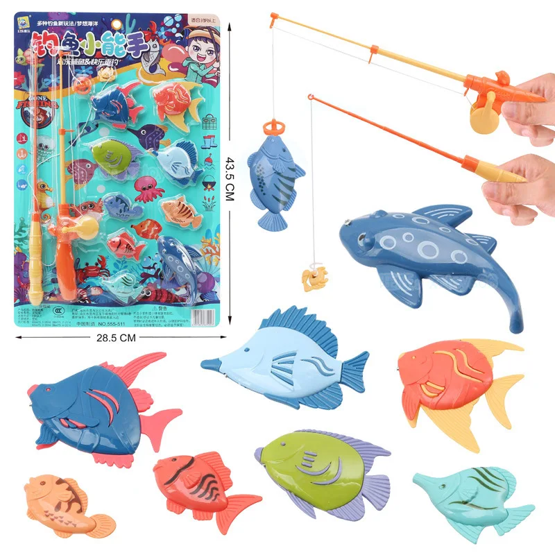 Giocattoli da pesca per bambini magnetico sfuso pesce finto stallo puzzle di pesci divertente gioco di pesca simulazione canna da pesca rete