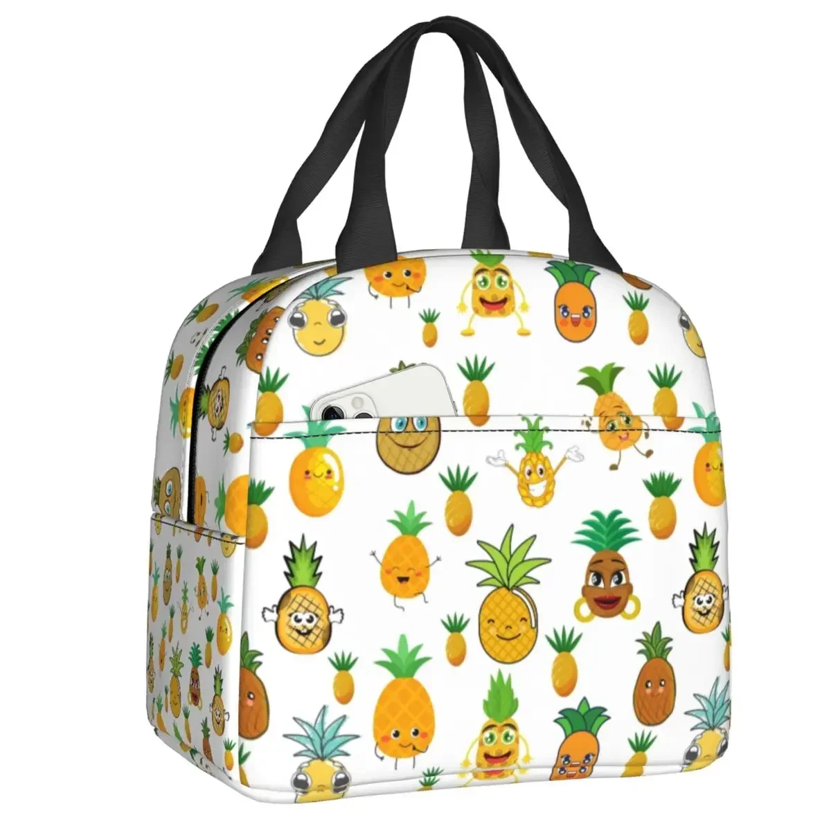 

Funny Pineapples Pattern Portable Lunch Box for Women Multifunction Cooler Thermal Food Insulated Lunch Bag Office Work