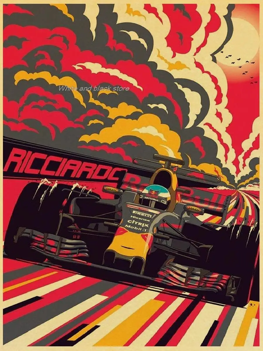 Vintage Formula 1 Racing Car Posters - 80s F1 Team Wall Art Decor Prints for Living Room