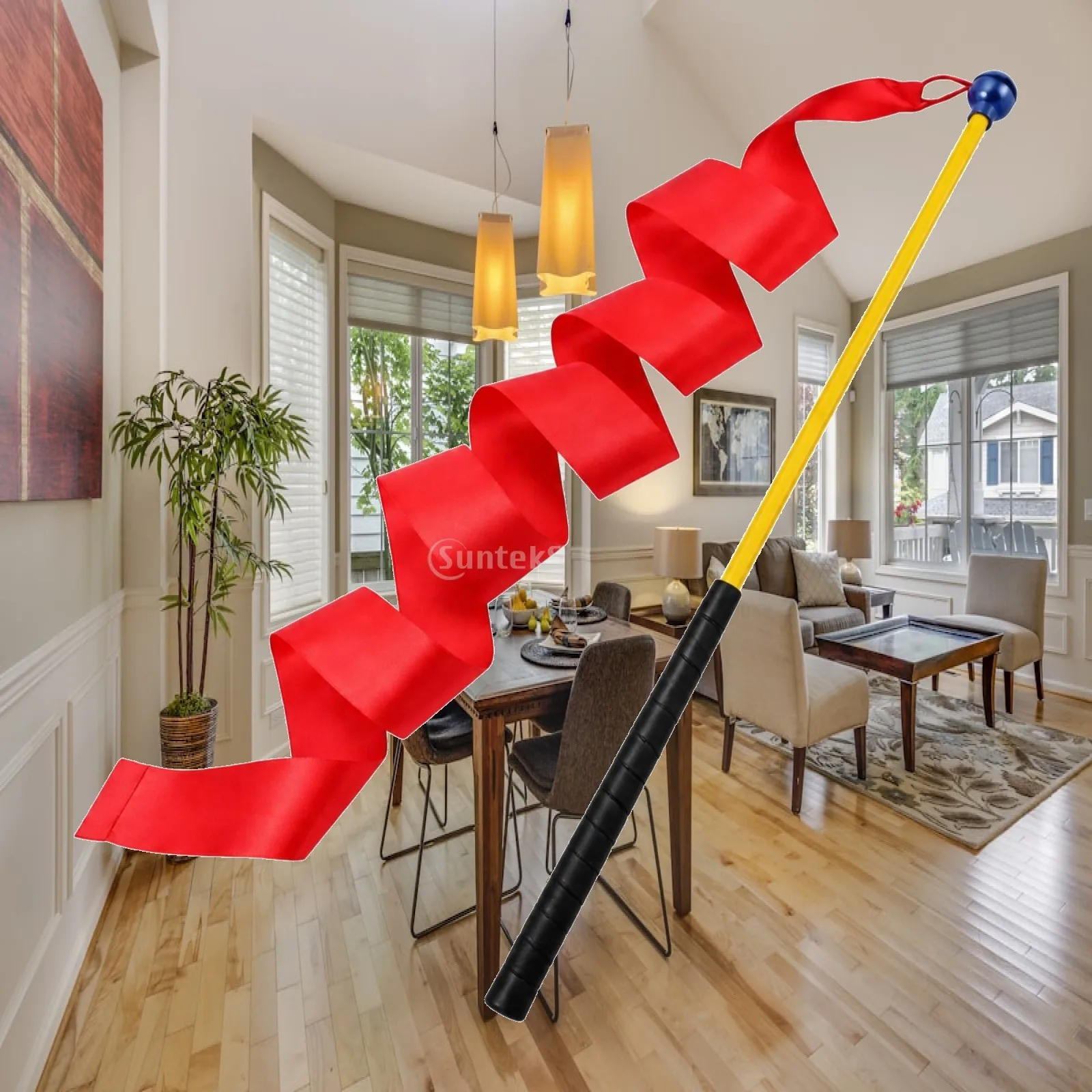 Golf Swing Practice Tool with Ribbon Visual Aid for Consistent Stroke Tempo and Swing Plane Training
