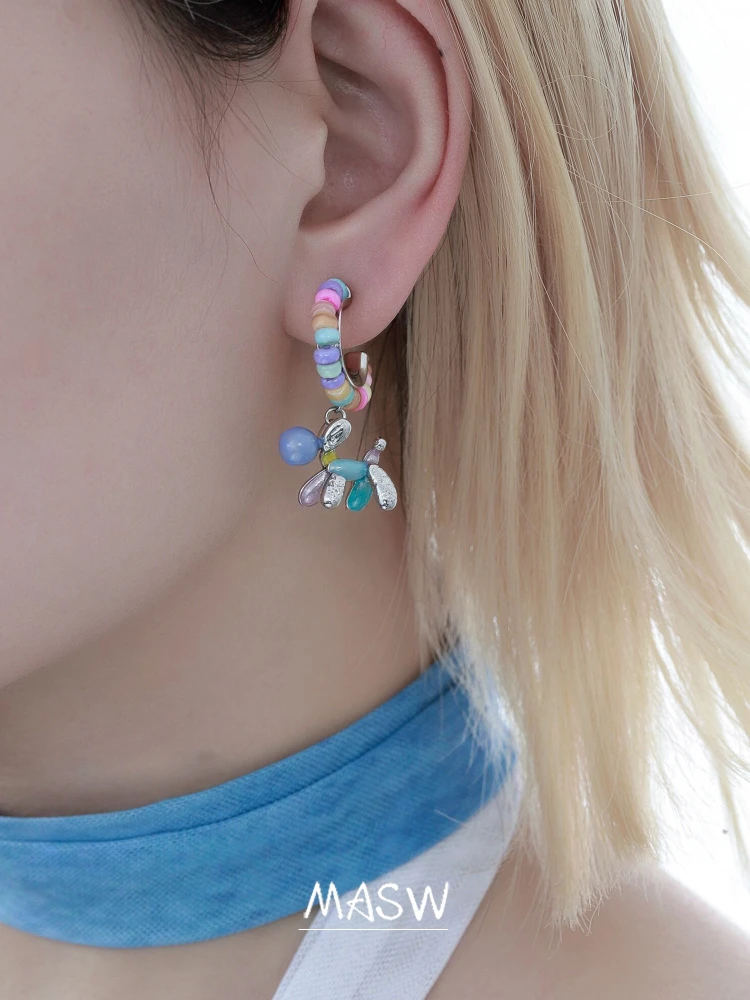 MASW Original Design Sweet Splicing Color Dog Earrings For Women Party Gifts Fashion Jewelry Accessories 2026 Trend New