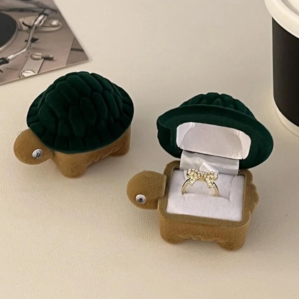 Portable Velvet Creative Ring Case Swan Mermaid Ring Display Box Flower Bracelet Necklace Earrings Trinket Case Women