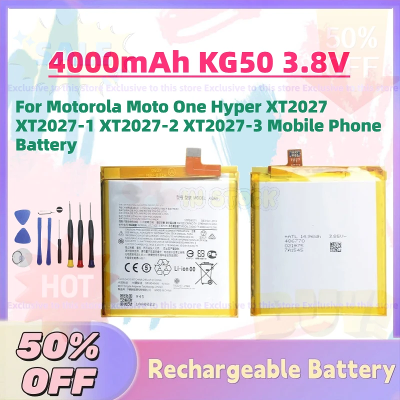

High-Performance 4000mAh KG50 3.8V Battery for Motorola Moto One Hyper XT2027 XT2027-1 XT2027-2 XT2027-3 Mobile Phone Battery