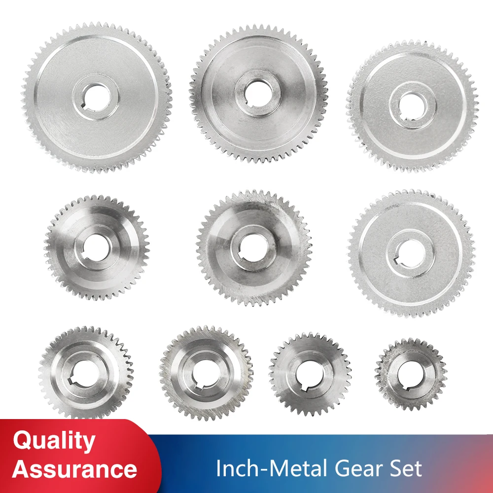 

10pcs Inch Thread Metal Gear Set for Craftex CX704 Grizzly G8688 Compact 9 JET BD-6 BD-X7 BD-7 Mini Lathe Spares