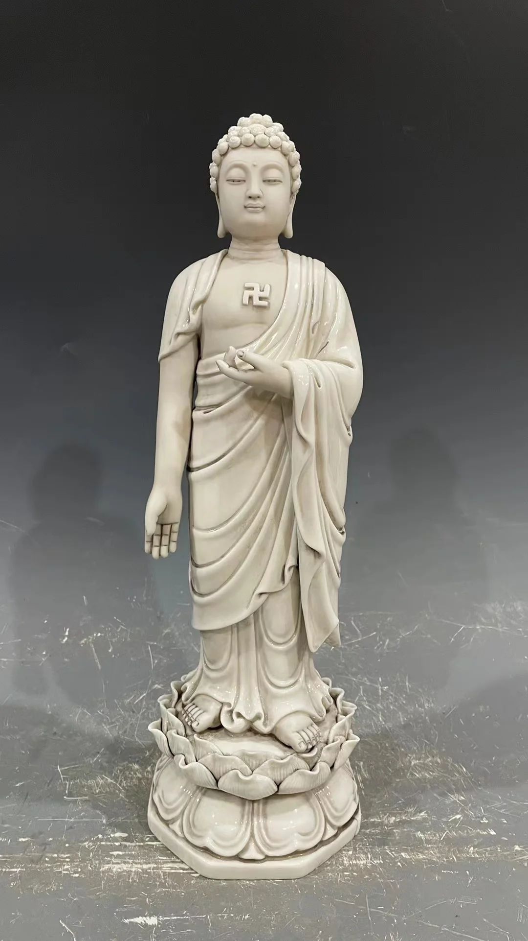 Decoration of Chinese Dehua & Blue and White Porcelain Tathāgata,Buddha Statue,40cm(H)