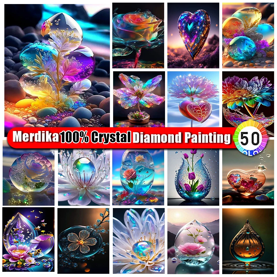 

100% Crystal Diamond Painting Flower Kit DIY 5D Full Round Square Diamond Embroidery Rose Mosaic Art Picture Rhinestone Gift