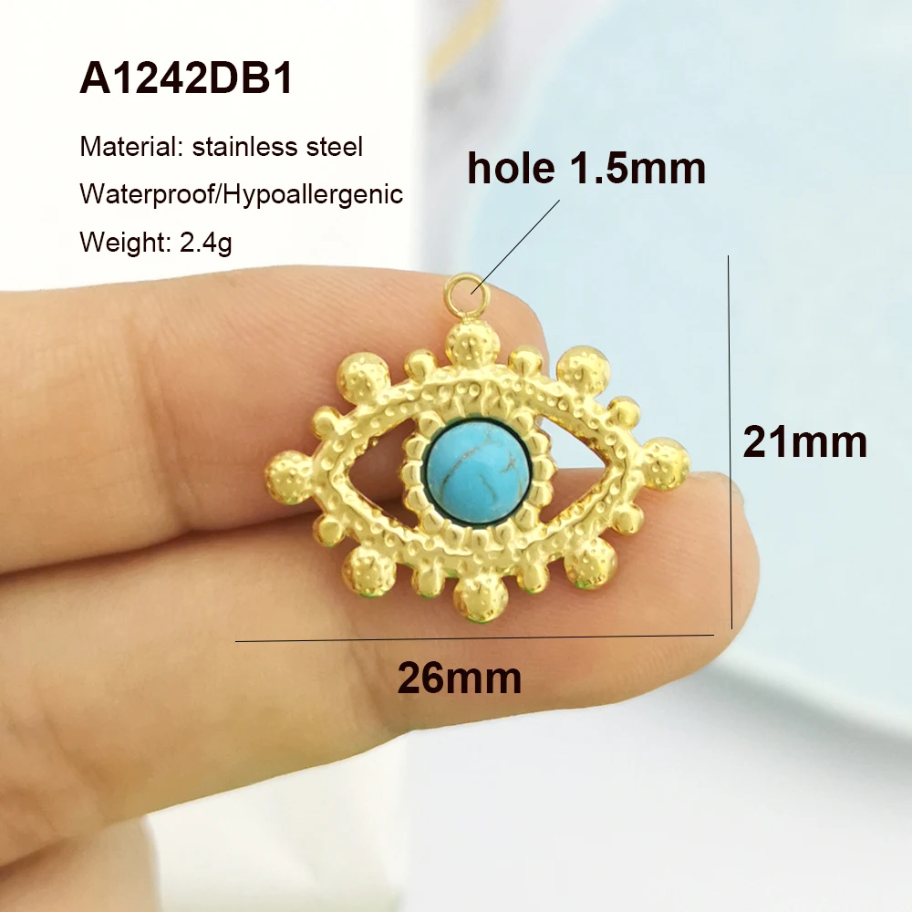 2pcs/lot Pendant Charm Virgin Mary Evil Eye Moon Star Hand Palm Heart White Stainless Steel Necklace Gold Color Wholesale QMHJE - Image 5