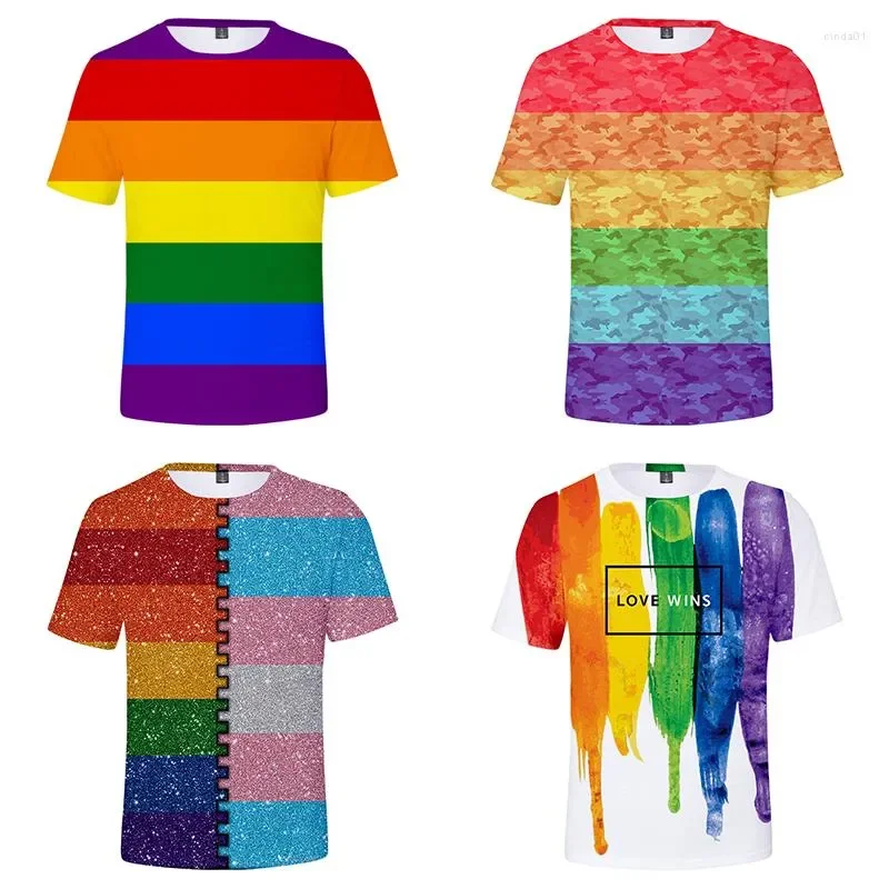 Men\'s T Shirts LGBT Rainbow Flag Lesbians Gays 3d Summer Fashion Men Women T-shirt Short Sleeve T-shirts Tee Shirt Sweatshirts