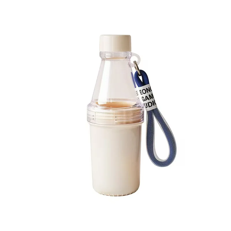Portable waterproof cup for sports, with handle, detachable cup body, double-section plastic cup, with sticker, DIY