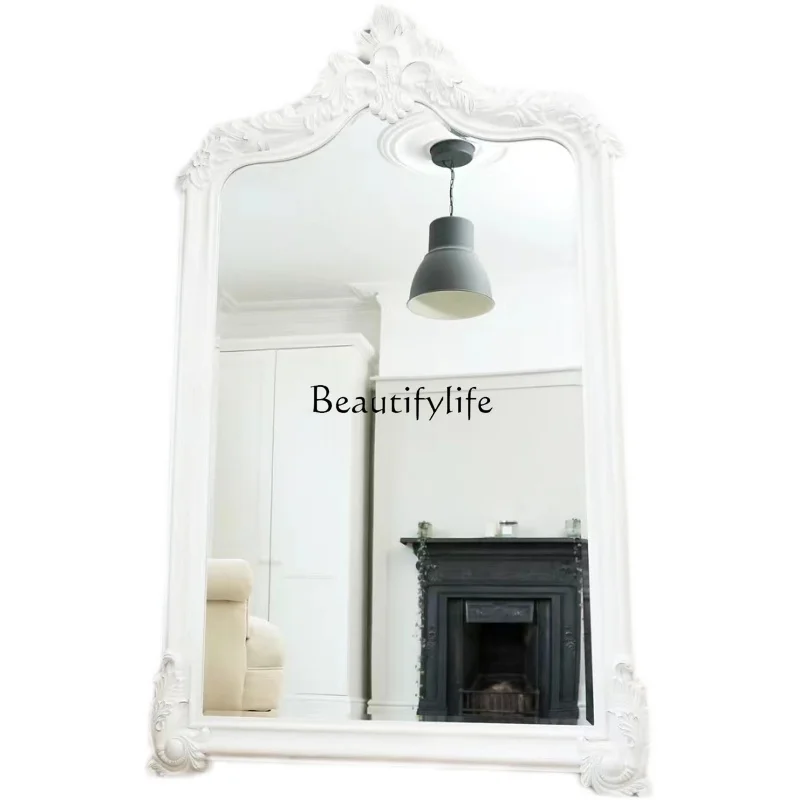 

French old retro white full-body mirror home full-body ins wind and land special-shaped