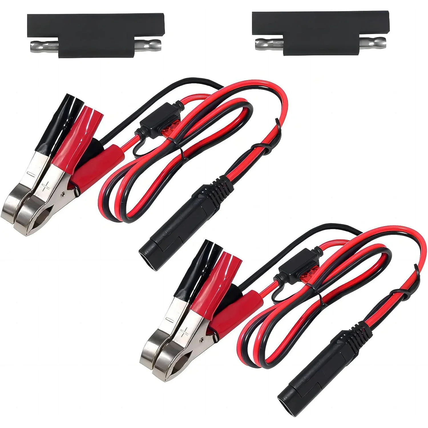 2 Pack 40CM 16AWG Battery Alligator Clips to SAE Quick Release Adapter Connectors Extension Charging Cable Built-in 10A Fuse