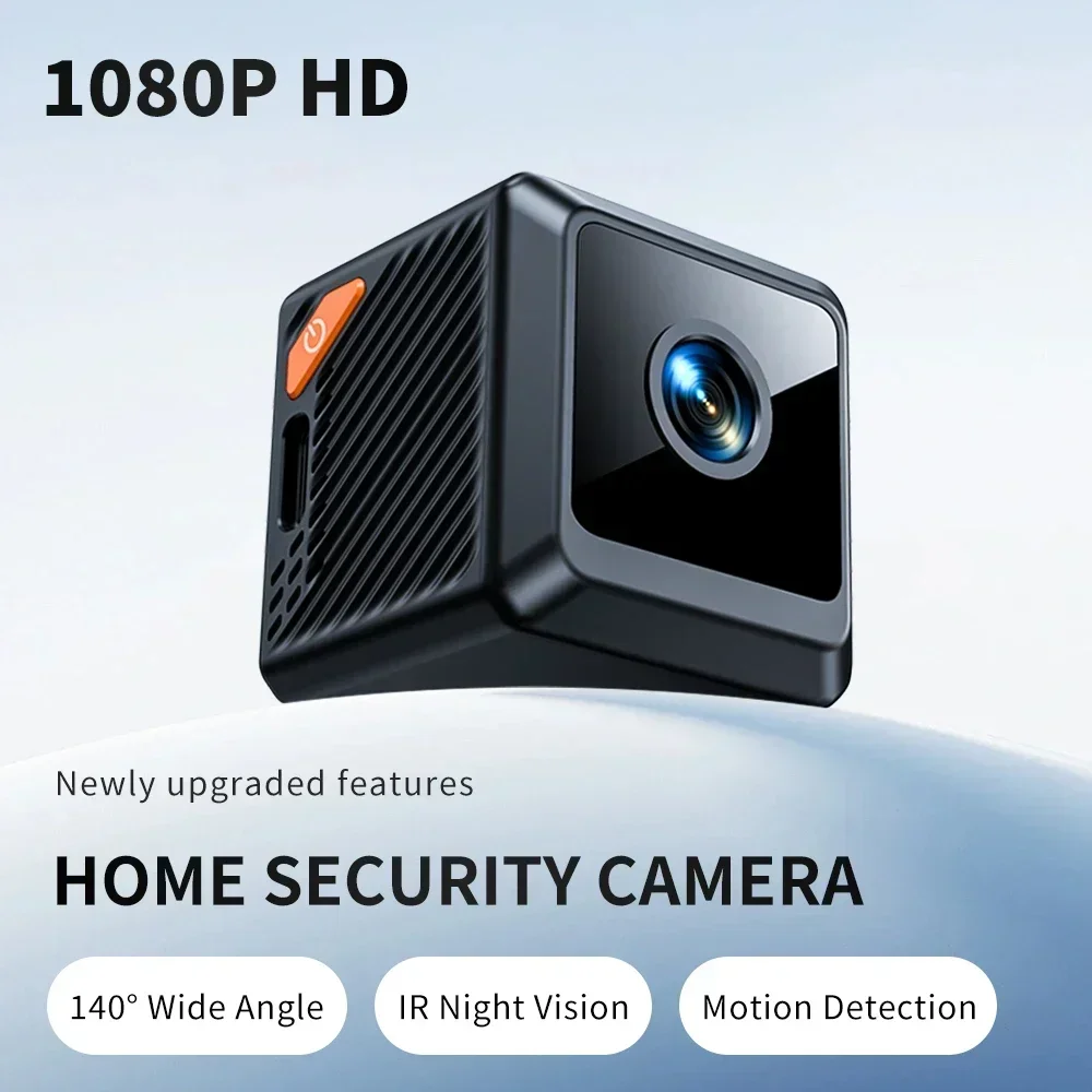 W02 Mini câmera de segurança 1080P HD, 140 °   Grande angular, emparelhamento Bluetooth, bateria de 600mAh, visão noturna IR 5M, alertas de movimento, nuvem/