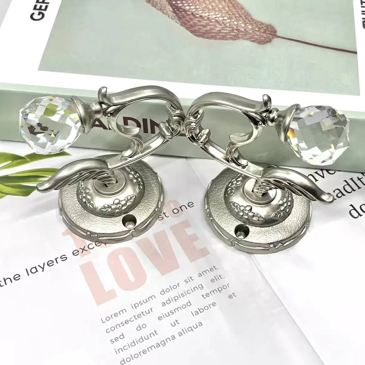 American and European style strap hooks, living room, bedroom, zinc alloy non perforated crystal curtain hooks, wall hooks, wall