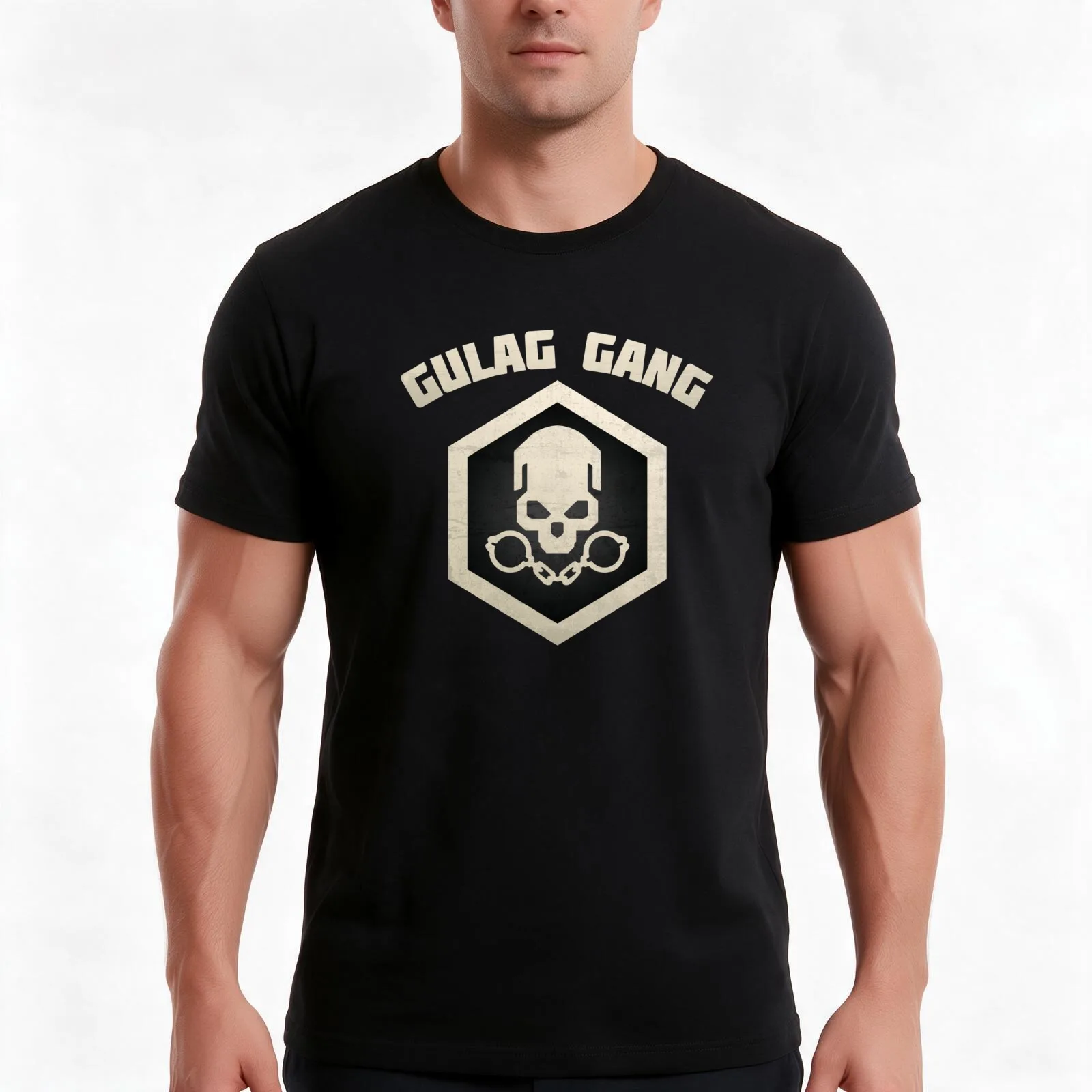 Warzone Gulag Gang T-Shirt, Summer Casual Cotton Tee, Oversized Streetwear Tops, Vintage Graphic Print, Loose Fit Short Sleeve