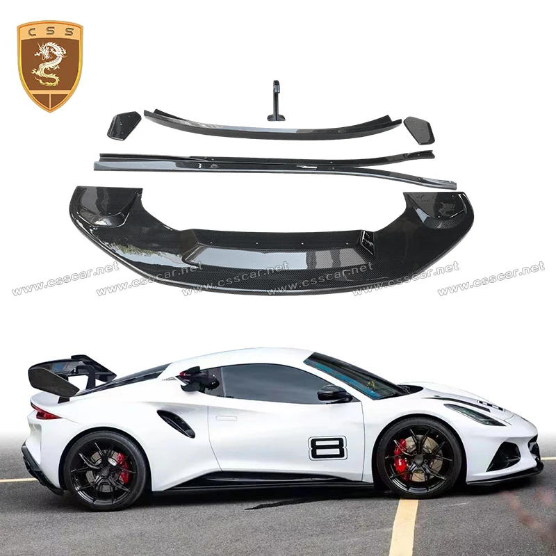 GT4 Style Car Front Bumper Guard Rear High Spoiler Wing Splitter Bumper Canard Lip For Lotus Emira  Dry Carbon Fiber Side Skirt