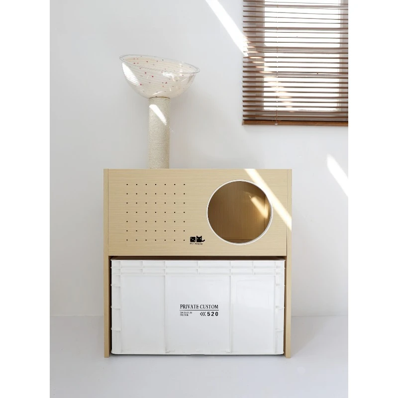 Cabinet cat litter box oversized, splash-proof cat litter cabinet, sand-proof cat toilet rack