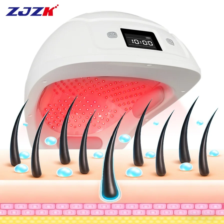 2026 ZJZK Low Level Red Light Machine Hair Regrowth Best 650nm Laser Hair Growth Therapy Cap for Scalp No Side Effects with Revi