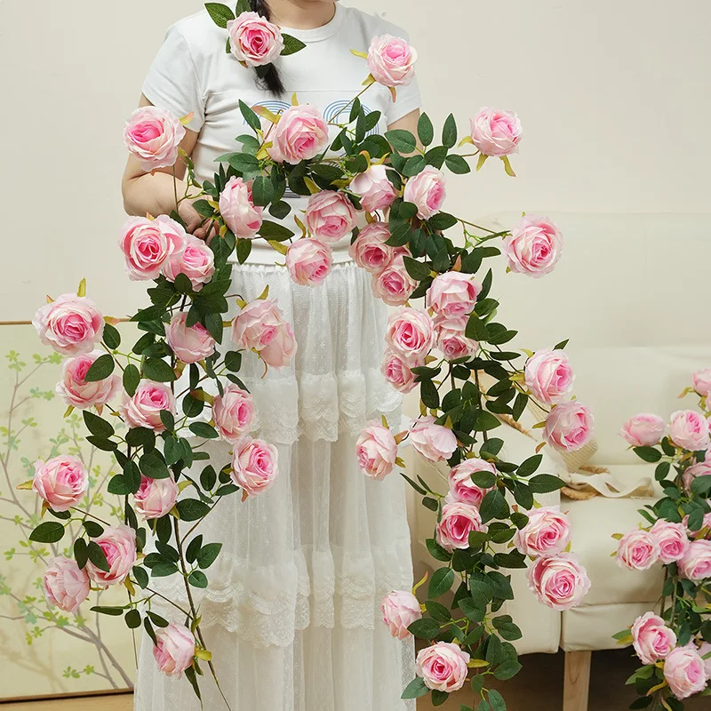 Artificial Rose Vine Strips Hotel Wedding Decorations Home Display Pendants Plastic Artificial Flowers Fast Delivery