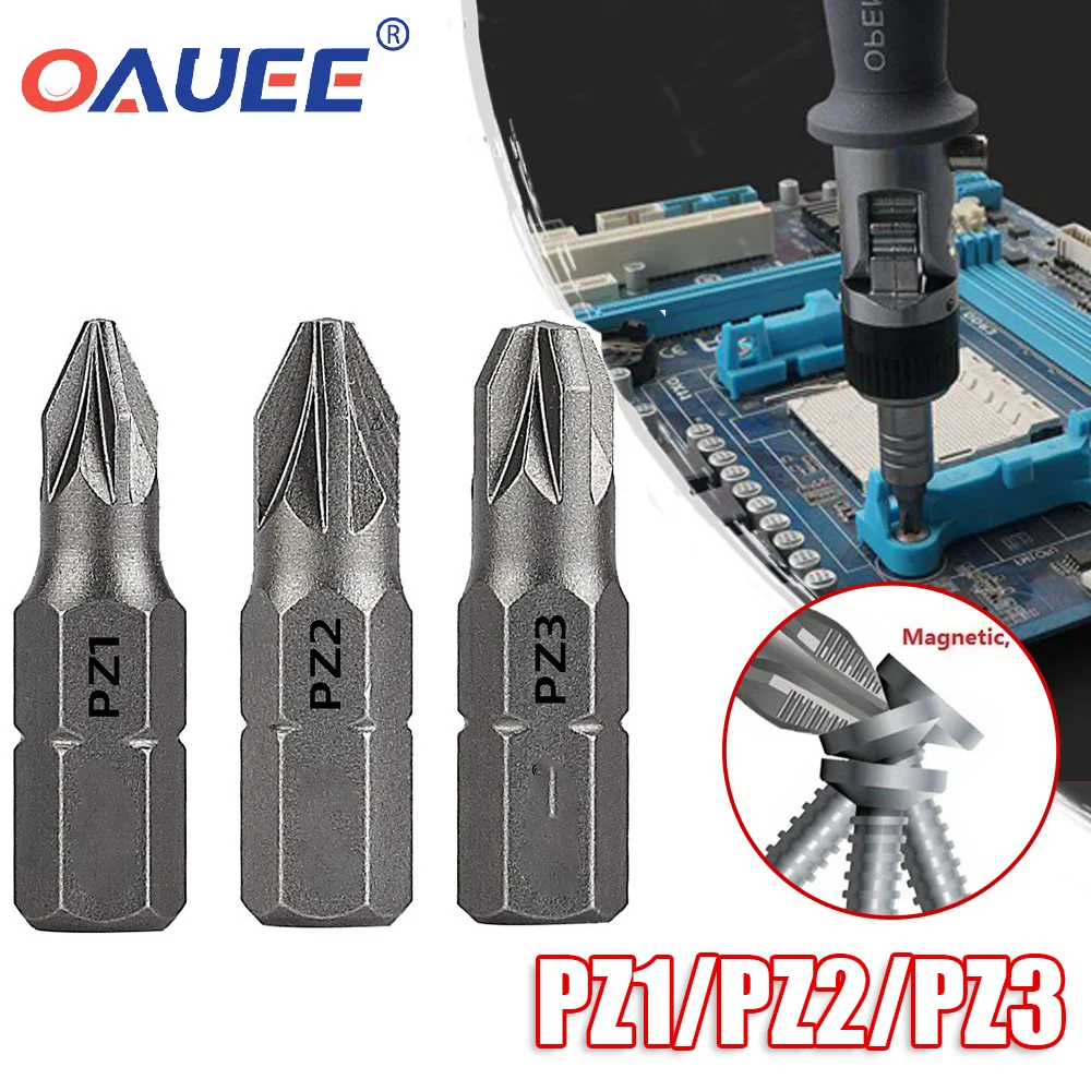 

Electric Hexagonal Screwdriver Head PZ1 PZ2 PZ3 25MM For 1/4" Electric Manual Screwdriver Magnetic AntiSlip Cross DrillBit Tool