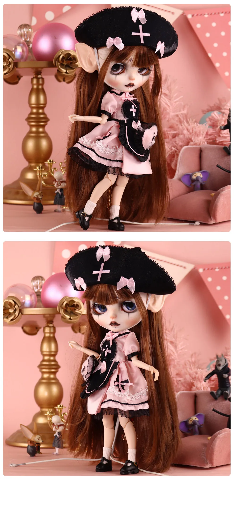 Outfits für ICY DBS Blyth Puppe Bunny Hop Gothic Krankenschwester Kleidung Cosplay Kleid Anzug 1/6 BJD OB24 Anime – Detail 6