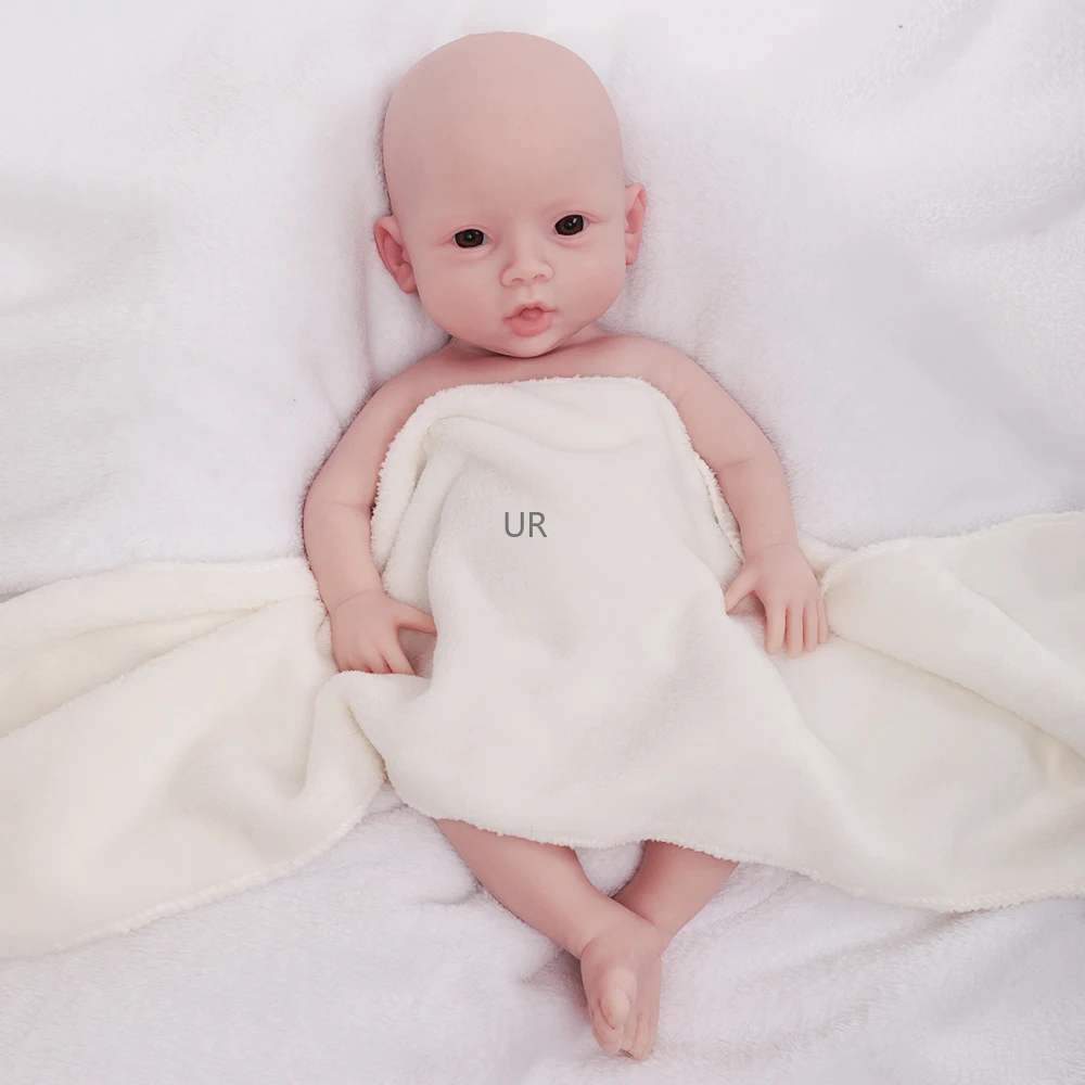 Realistic 1:1 Artificial Full Solid Silicone Reborn Girl Soft Unpainted 7Lbs Weight 18.5Inch Long Reborn Doll Toys No Eyebrows